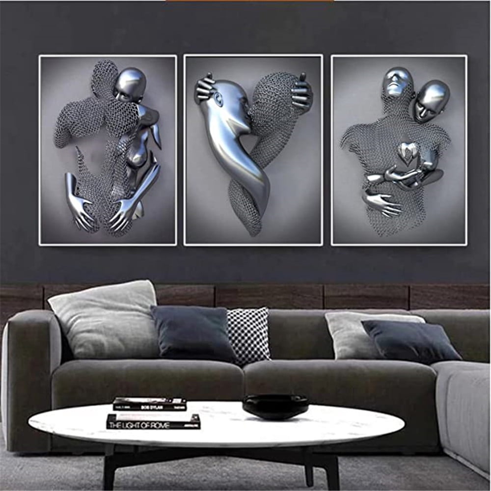 Couple Bedroom Decor Wall Art Romantic Embracing Couple Canvas Painting Poster Picture Abstract Modern Lovers Artwork for Home Decoration by ZIAERKOR