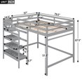 thumbnail image 4 of Full Size Loft Bed,Loft Bed Frame with Built-in Storage Staircase and Guardrail,Gray, 4 of 7