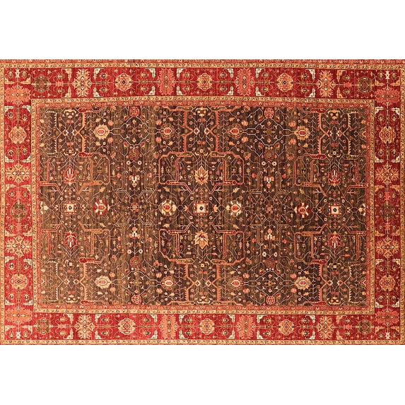 Ahgly Company Indoor Rectangle Oriental Orange Industrial Area Rugs, 3' x 5'