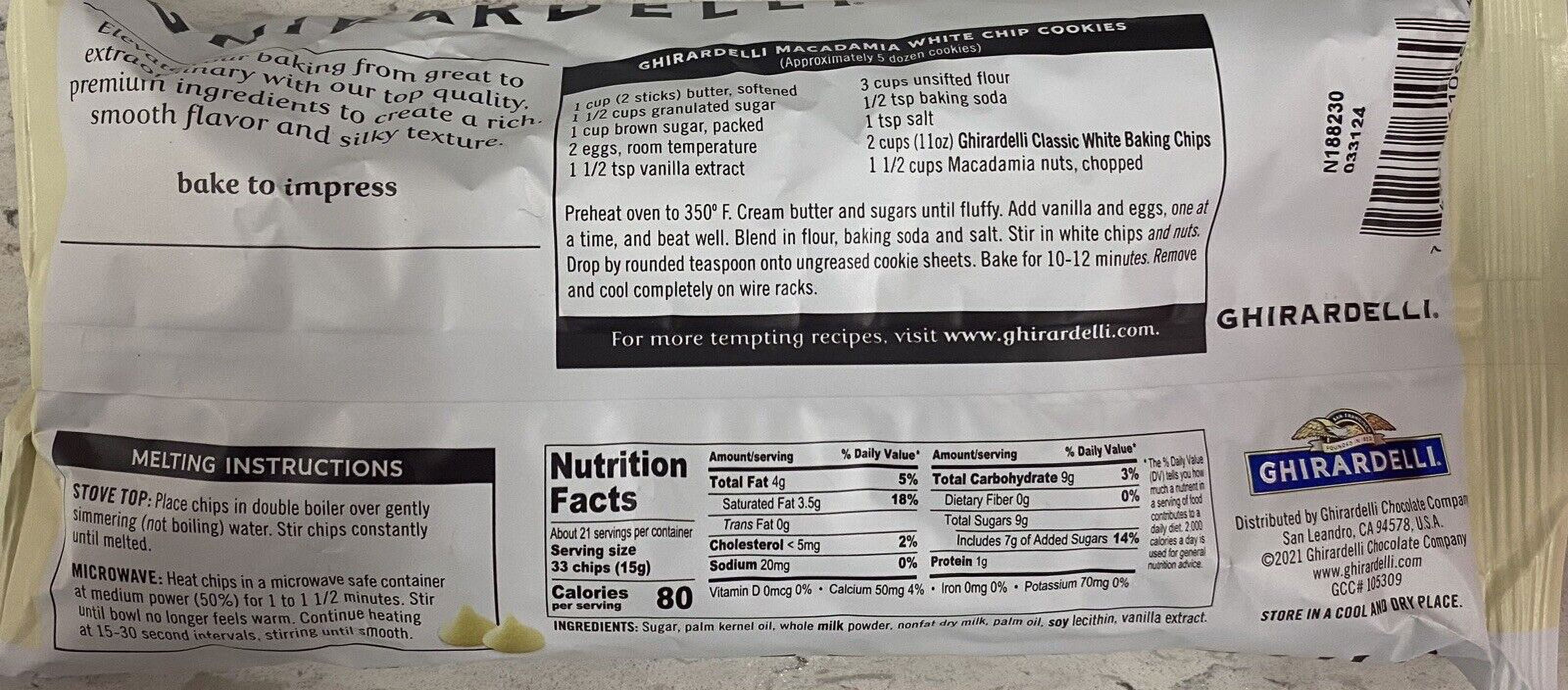 2x GHIRARDELLI CLASSIC WHITE Chocolate Premium Baking Morsels Chips 11 oz 2 PACK