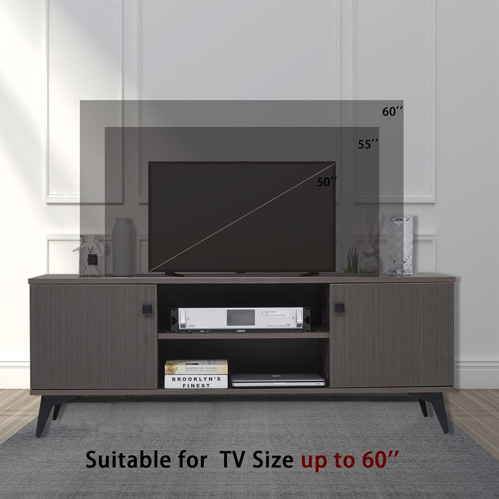 Kadyn Modern TV Stand, Wood TV Cabinet for up to 58 inch, TV Entertainment Center with Cabinet for Living Room, Rustic Brown
