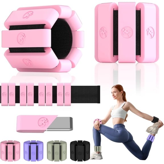 Adjustable Wrist and Ankle Weights for Women Men, Leg Weights for Women 1 lb-1.3 lbs Each for Walking, Yoga, Dance, Barre, Gym Blush 2lb$$Sport & Recreation Other