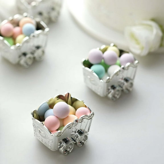 Efavormart 12 Pack | Silver Chariot Party Favor Gift Boxes, Candy Treat Containers - 2.5"x2"