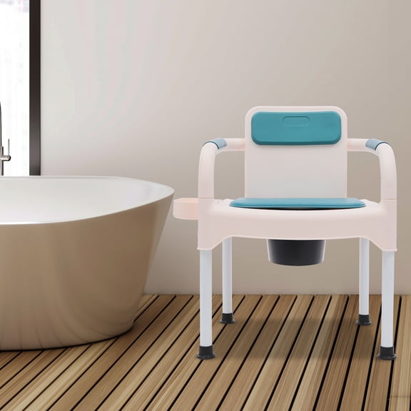 Multipurpose Toilet Chair with Removable Inner Barrels, Carbon Steel Frame, PU Cushion, for Elderly, Disabled, and Pregnant Users, Comfortable & Stable