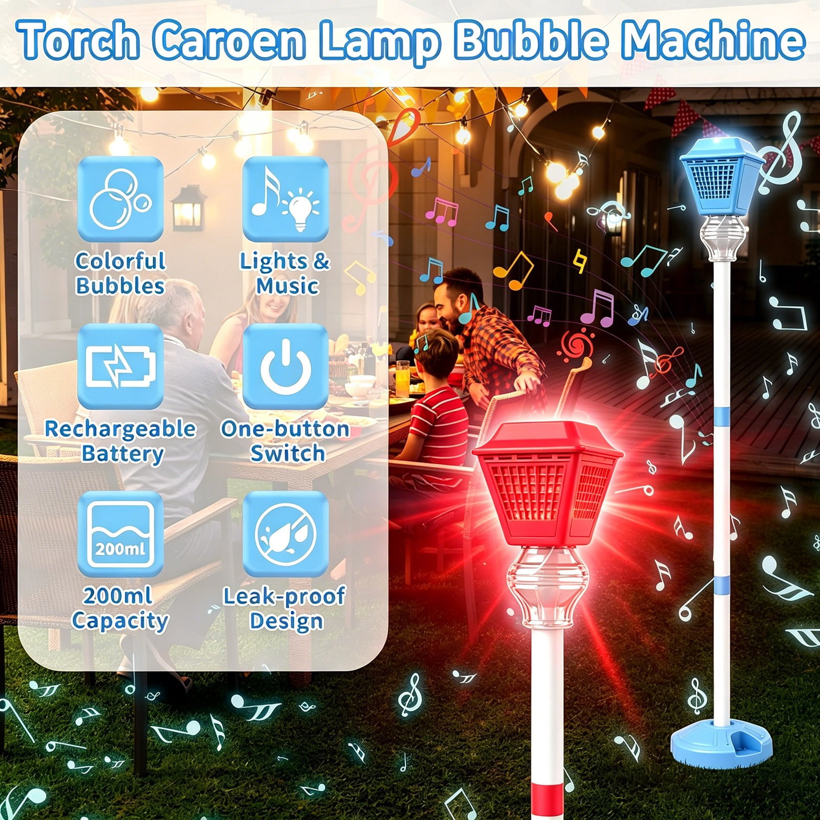 Street Lamp Bubble Machine,Bubble Machine Automatic Standing Bubble Maker,Adjustable Height Up To 47 Inches,Outdoor Powered Bubble Blower With Led Lights,Vertical Yard Party Wedding Decoration Gift