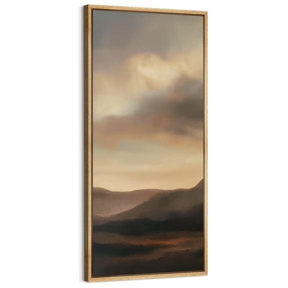 Large Framed Canvas Art for Living Room Wall Decor, Mountain Clouds Abstract Landscape Canvas Print for Bedroom Decoration - 60"x30" Natural Framed
