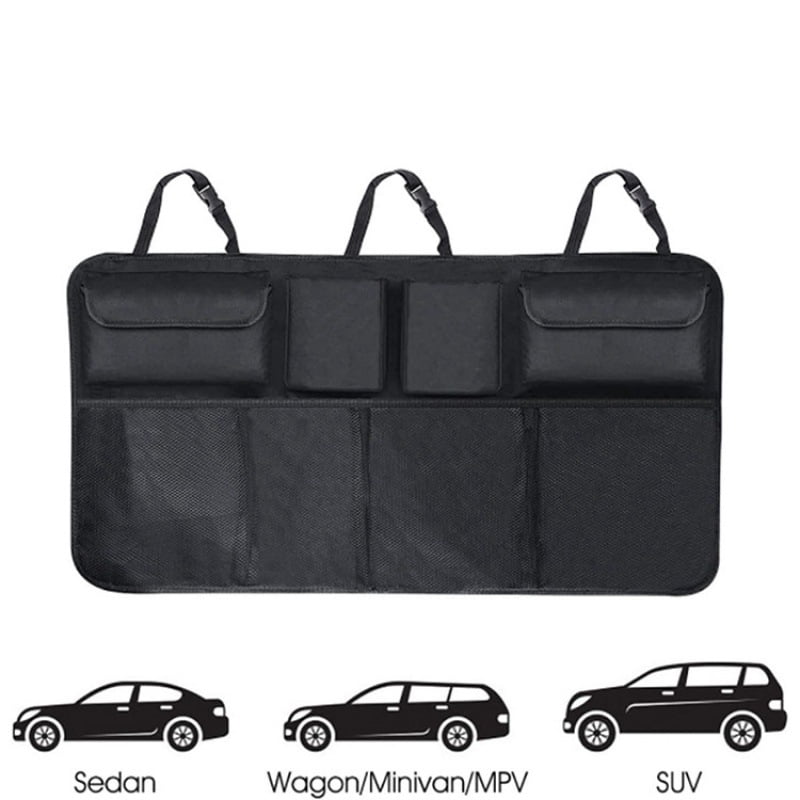 Car Trunk Organizer Adjustable Backseat Storage Net High Capacity Hanging Organizer for SUV  Van Vehicle Interior Storage Accessory