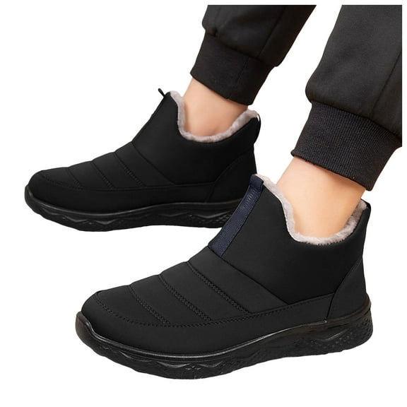 Rokment Orthopedic Winter Snow Boots for Women Seniors Cold Weather Lightweight Comfortable Warm Fuzzy Lined Nursing Walking Work Ankle Booties with Arch Support Black Size 6.5