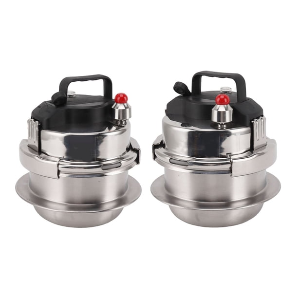 Mini Olla A Presión De Acero Inoxidable Para Exteriores, Olla De Cocina Portátil De Tres Capas De Calentamiento Rápido Para Placa De Inducción De Gas