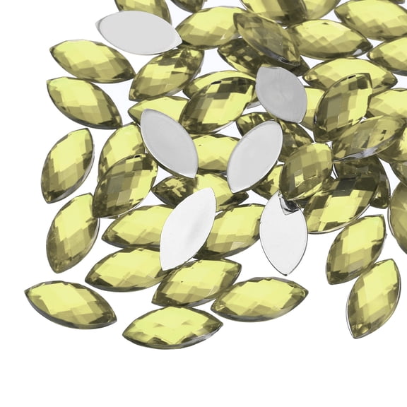 50Pcs Acrylic Horse Eye Gems 7x15mm Flat Back Artificial Rhinestones for DIY Crafts Bead Jewelry Light Yellow