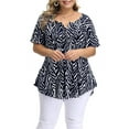 thumbnail image 2 of Plus Size Tops for Women Short Sleeve Buttons Up Blouses Flowy Floral Tunic Tops, 2 of 9