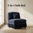 thumbnail image 3 of Newest Multi-Functional Armless Chair, Blue Chenille Sofa,Removable Skirt, Convertible 2 Styles, Includes Pillow, Ideal for Apartments, 3 of 11