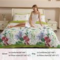 thumbnail image 3 of Smuge 3 Pcs Floral Bedding Comforter Set Green Purple Flower Queen/Full Size Bed in a Bag Fitted Pillowcases for Adult, 3 of 7
