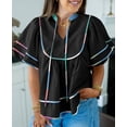 thumbnail image 2 of Peplum Babydoll Tops Cicy Bell para mujer, cuello en V, manga linterna, 2 of 7