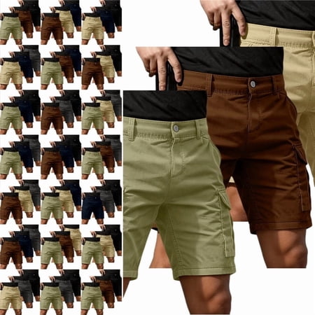 Three-piece Set Cargo Shorts for Men Summer Workout Hiking Shorts Elastic Baggy Golf Fishing Casual Outdoor Work Short Green 780