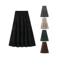 thumbnail image 6 of Franhais Women Midi A-line Pleated Skirt, Elastic Waist Solid Color Ruffled Hem Skirt for Ladies, 6 of 7