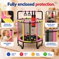 thumbnail image 3 of 55" Toddler Trampoline, Activity Center with Gym Bar, Punching Bag, Rings, Ball Pit, Kids Trampoline, Indoor Toddler Play Gym, Mini Trampoline for Ages 3–6, 110lbs Weight Capacity, Pink, 3 of 7