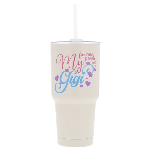 Call Me Gigi Stainless Steel Tumbler with Straw, White, 32 oz, Mother's Day by Way To Celebrate