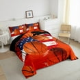 thumbnail image 3 of Manfei Sport Basketball 3 Pieces Queen Comforter Set,American Flag Bedding Sets,Watercolor Splash Bedding Comforter Set,Microfiber Sport Room Decorative,Reversible, 3 of 8