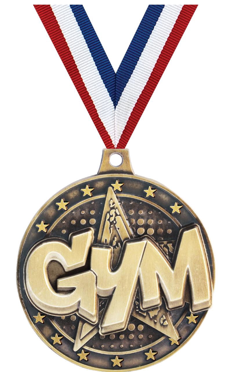 Gym Star Medals, 2" Gold Diecast Gym Star Medal Award 100 Pack