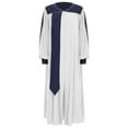 thumbnail image 3 of Miutii Unisex Women Men Church Robe Vneck Zipper Front Color Block Choir Dress Clergy Robes Graduation Gown White L, 3 of 5