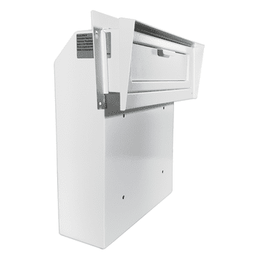 Plugsharge Locking Mailbox Drop Box with Rain Cover, Heavy-Duty Galvanized Steel, Door Mounted Secure Mailbox for Keys, Cash, Checks, Deposits & Letters – Safe Mail Drop Box for Home/Office, White