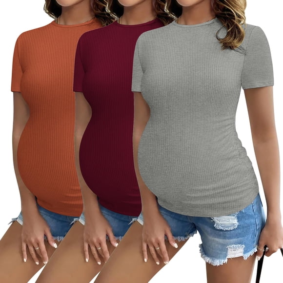 Pantalones deportivos de maternidad Ekouaer de manga corta para mujer L