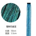 thumbnail image 1 of Zhuge 8 piezas/set de extensiones de cabello con purpurina y oropel para resaltar, extensiones de cabello brillantes y de colores para fiestas, postizos con mechas multicolores, azul pavo real, 1 of 3
