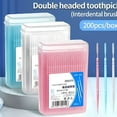 thumbnail image 3 of ACDANC 200pcs Double Head Toothpicks,Box Dental Floss Interdental Toothpick Brush Teeth Stick Teeth Cleaning Tool Portable Oral Care Toothpicks, 3 of 7