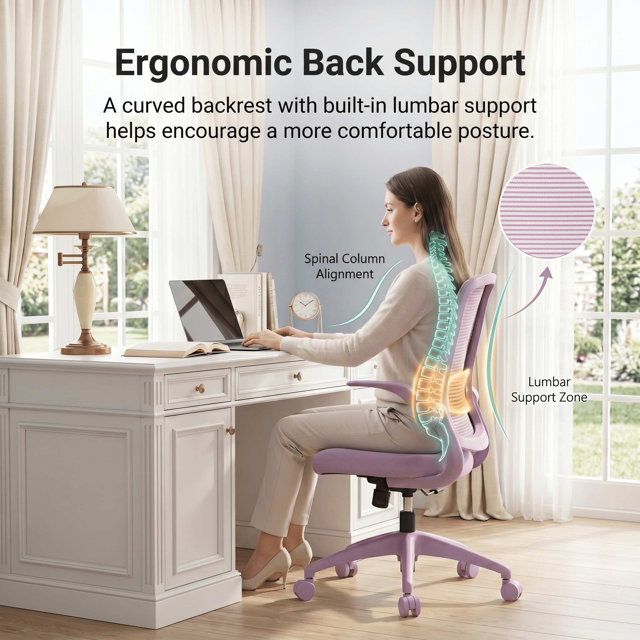 Homy Casa Armless Mesh Office Chair with Flip-Up Armrests, Ergonomic Swivel Desk Chair