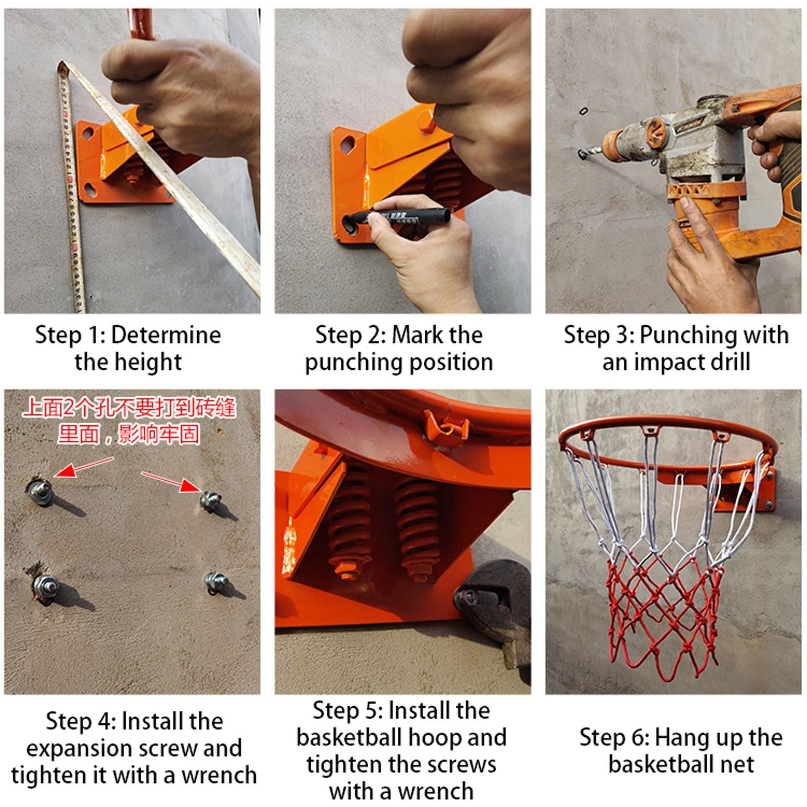 Heavy Duty Steel Replacement Basketball Rim and Net Portable Weather System for Indoor Outdoor Use
