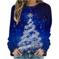 thumbnail image 2 of Ounisa Womens Crewneck Long Sleeve Sweatshirt Fall Winter Fashion Pullover Tops Casual Christmas Tree Lights Santa Claus Gifts Graphic Sweater Clothes Cute Trendy Work Outfits 2025, 2 of 6