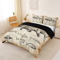 thumbnail image 2 of Homewish Jungle Dinosaur Bedding,Vintage Fish Duvet Cover Full,Brown,Black Reversible,3-Piece,1 Duvet Cover and 2 Pillowcases, 2 of 6