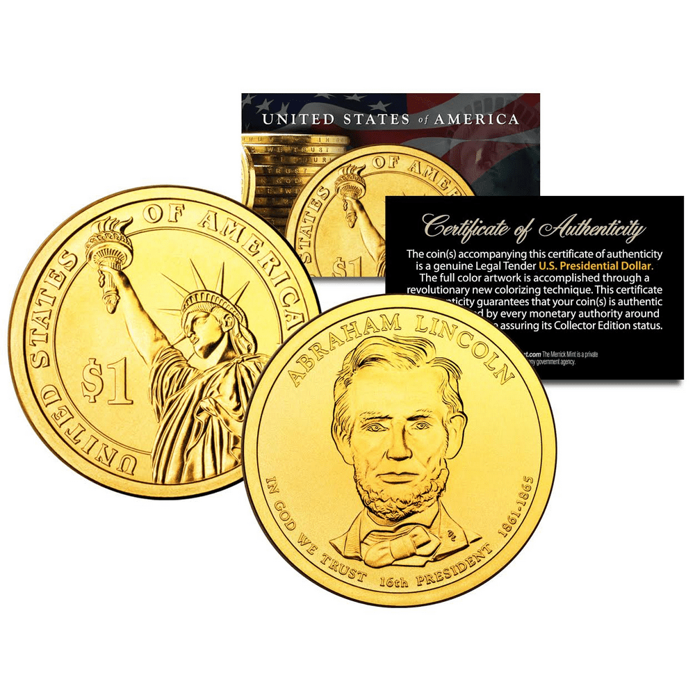 24K GOLD PLATED 2010 ABRAHAM LINCOLN Presidential 1 Dollar U S 24k-gold-plated-2010-abraham-lincoln-presidential-1-dollar-u-s