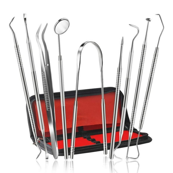 Dental Cleaning Tools?9 pcs Dentist Tool Kit Dental Picks Set Stainless Steel Hygiene Kit Dental Picks Oral Care set to Remover Plaque Tartar,Tooth Scraper,Mouth Mirror,Tooth Scaler Home Use