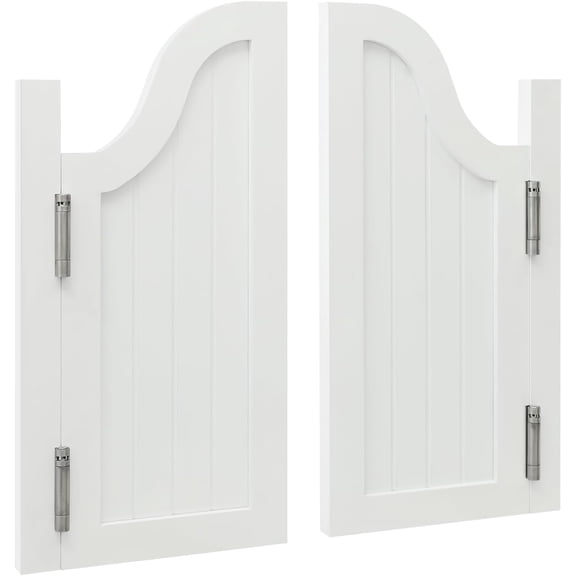 Cafe Door, Pine Wood Swinging Door, Double Swing Partition Door with 4 Hinges, Door-Mounted Saloon Door Interior Partition Half Door for Entrance, Kitchen, Bar, Club, Balcony (White)