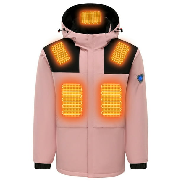 Chaquetas térmicas con aislamiento y carga USB, abrigo con cremallera y capucha para hombres y mujeres