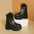 thumbnail image 6 of YLYL Women's High Heel Combat Boots Square Toe Lace up Ankle Booties Fashion Wedge Platform Boots Zipper Bootie Shoes, 6 of 9
