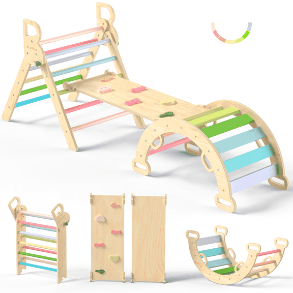 Buballino Pikler Triangle Set, 8 in 1 Foldable Indoor Jungle Gym