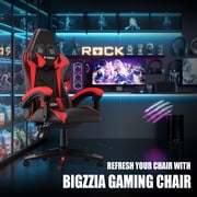 Bigzzia Gaming Chair with Adjustable Headrest & Lumbar Support, Height Adjustable, Red