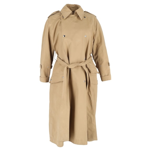 Pre-Owned Acne Studios Belted Double-Breasted Coat in Brown Cotton