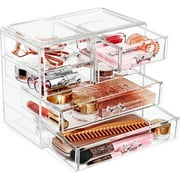Sorbus Acrylic Cosmetics Makeup and Jewelry Storage Case Display - 2 Large and 4 Small Drawers Space-Saving, Stylish Acrylic Case Great for Lipstick, Eye Liner, Nail Polish, Brushes, Jewelry and More