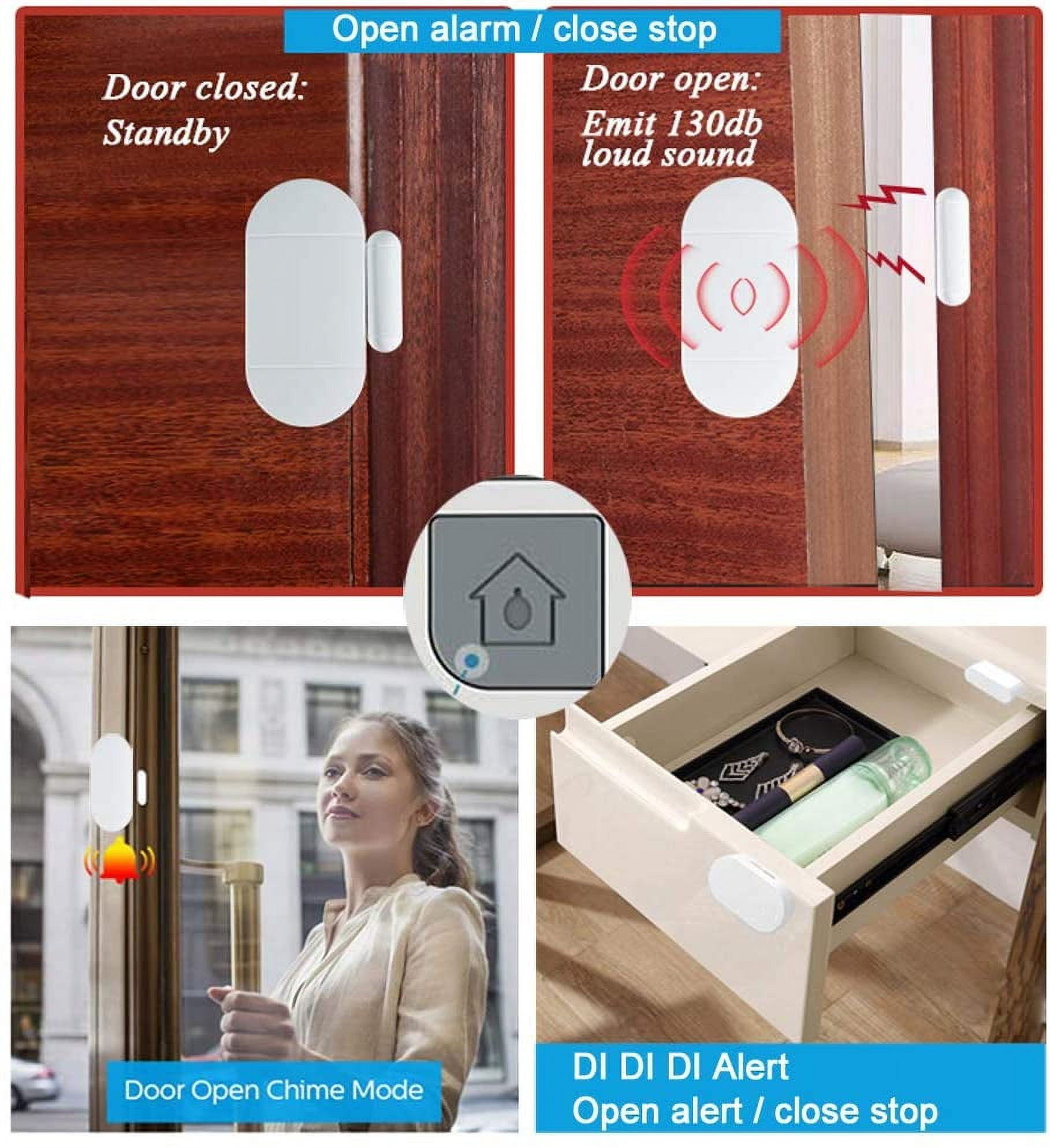 Door Window Pool Alarm with 2 Remote Control,3Pack 130dB Wireless Magnetic Sensor Anti-Theft Door Alarms for Kids Safety Home Store Garage Apartment Business Security