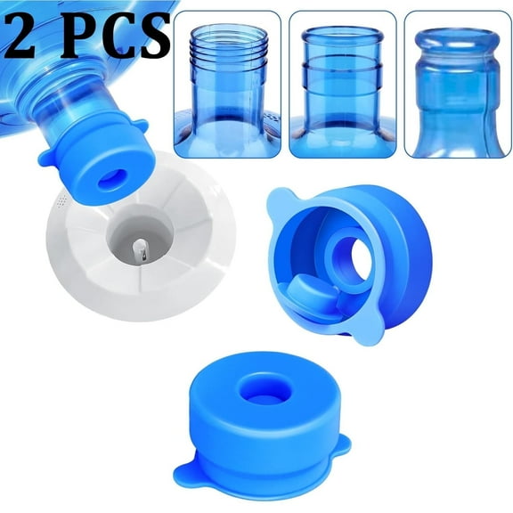 2 PACK 3 & 5 Gallon Water Jug Caps - 55mm Silicone Reusable Replacement Lids for Standard/Screw/Crown Tops | Leak-Proof & Non-Spill Design | Dispenser Replacement Lids