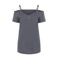 thumbnail image 4 of Giftesty Tops for Women Women Solid V-Neck Short Sleeve Strapless T Shirt Polluver Blouse Tank Tops, 4 of 5