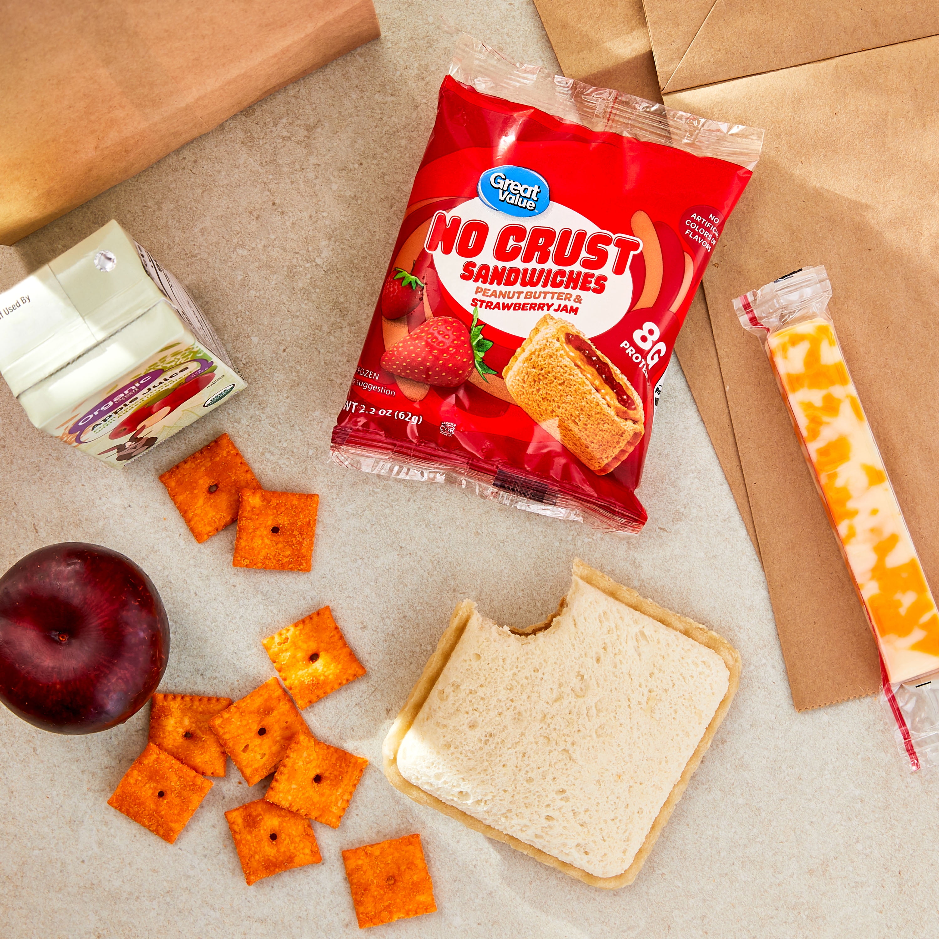 Great Value Peanut Butter & Strawberry Jam No Crust Frozen Sandwiches, 4 Count, 2.2 oz Each