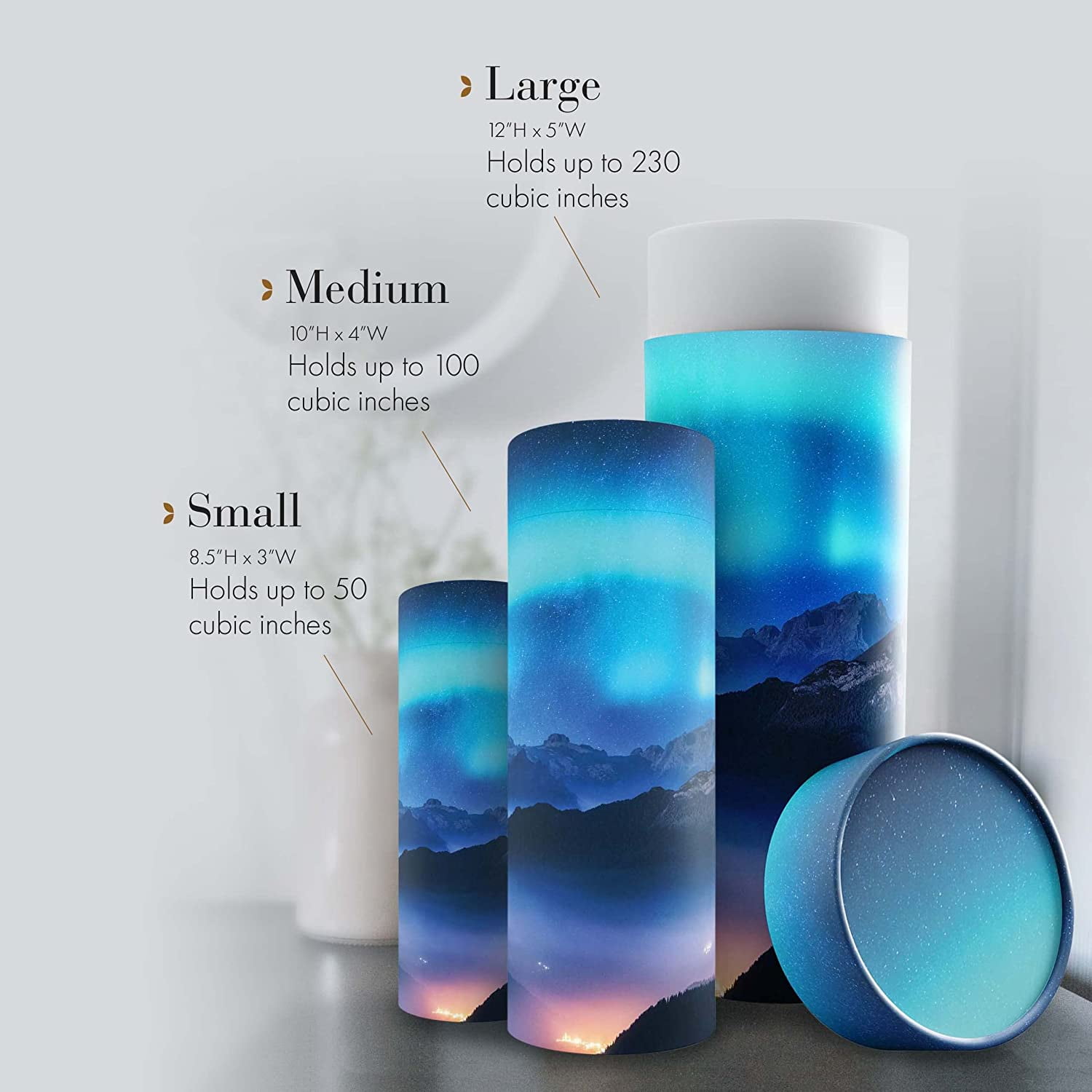 Beautiful Scenes - Aurora Borealis Scattering Urn - Biodegradable Urns for Human Ashes Adult for Funeral, Burial, Niche, or Columbarium Cremation - Urns for Adult Ashes - Scattering Urns - Large