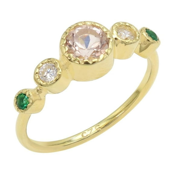 JAY JOOLS Morganite & CZ Ring for Women – 18K Gold Plated 925 Sterling Silver Elegant Statement Jewelry