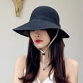 thumbnail image 2 of AirLoni sun hats for women Cotton Linen Rollable Wide Brim Sun Hat Stylish Lightweight Outdoor Outing Beach UV Sun Protection Foldable straw hats Sunshade Hat Black,One Size, 2 of 4