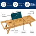 thumbnail image 5 of SereneLife 2 in 1 Bed and Bath Tray - Foldable Bamboo Bathtub Caddy with Adjustable Length, Non-Slip, Device Holder, Wine Glass Slot, Expandable for Comfortable Bathing (Folding, Soft Back, Gift Set), 5 of 7